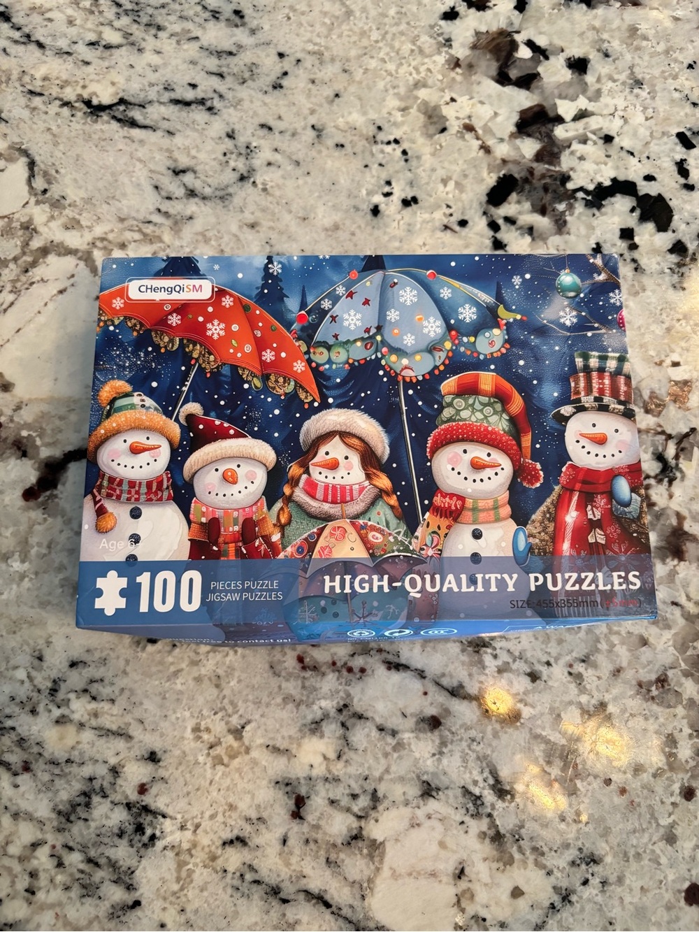 CHengQiSM 100 Piece Jigsaw Puzzle - Snowman Christmas Theme